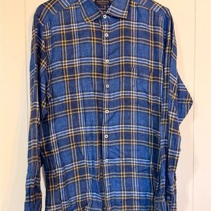Rodd & Gunn Navy and Mustard Plaid Shirt
